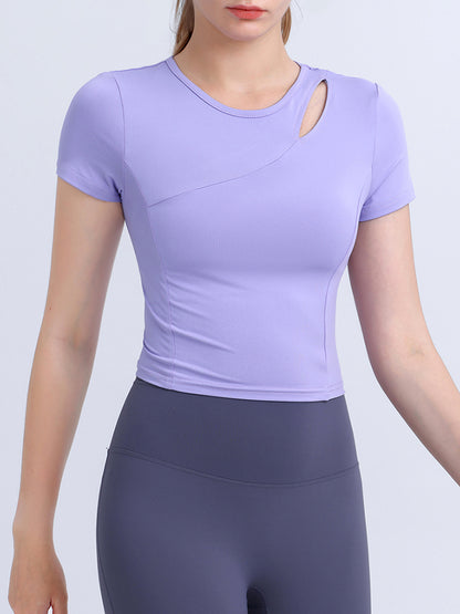 Round Neck Short Sleeve Active Top