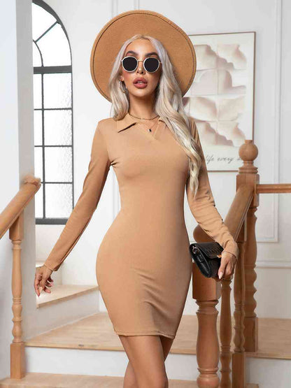 Johnny Collar Long Sleeve Mini Dress