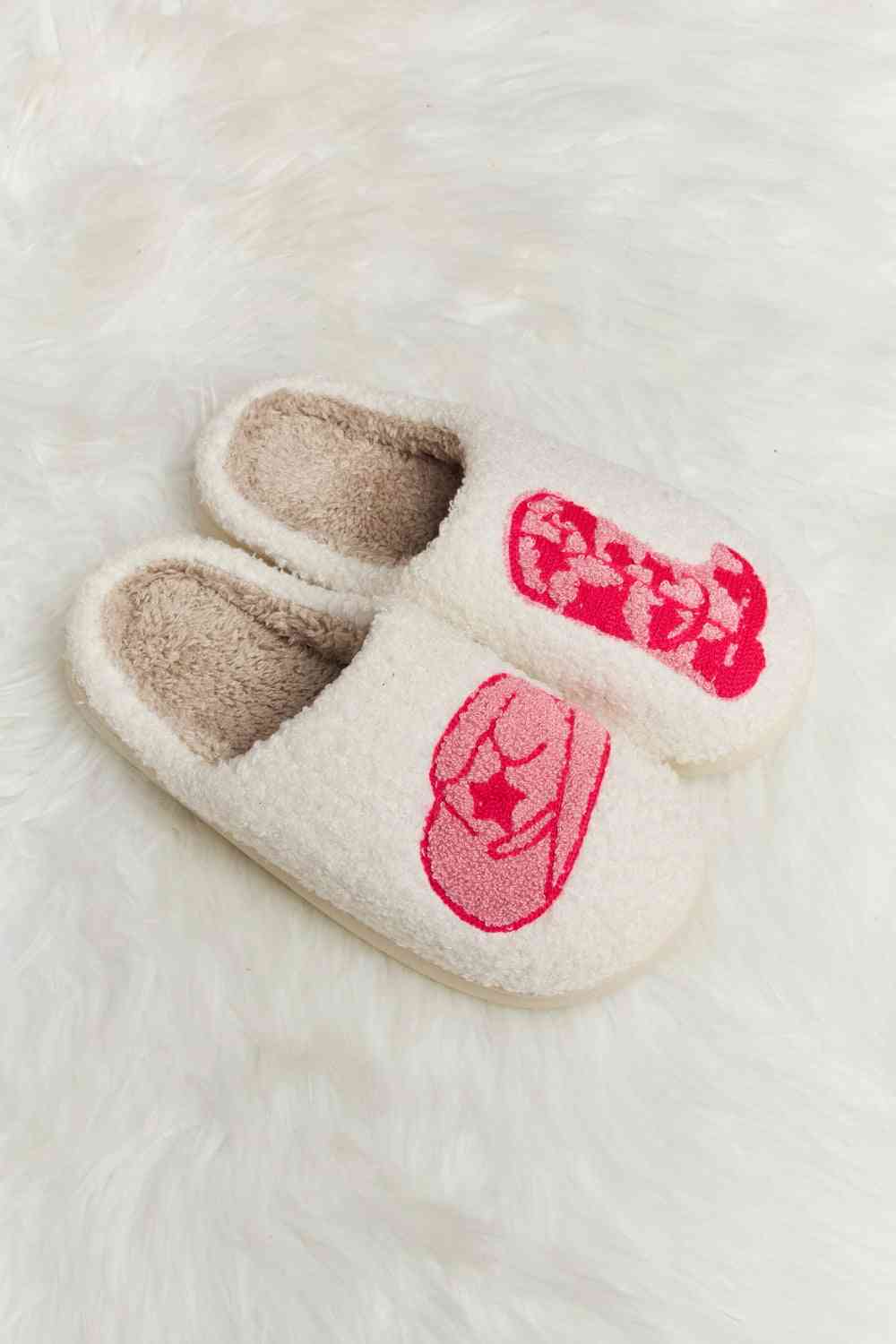 Printed Plush Slide Slippers