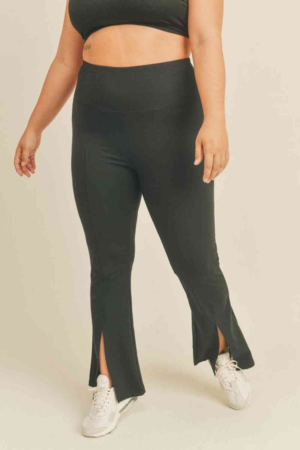 Kimberly C Full Size Slit Flare Leg Pants in Black