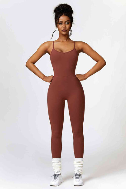 Open Back Spaghetti Strap Sports Jumpsuit