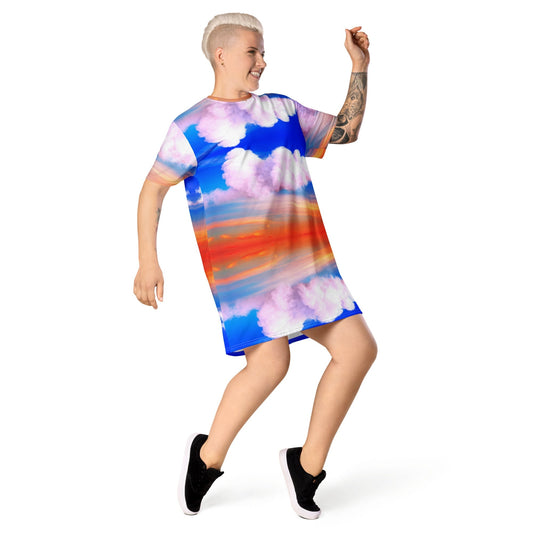 SUNSET CLOUDS T-shirt dress YOURNATURALMANE 2XS 